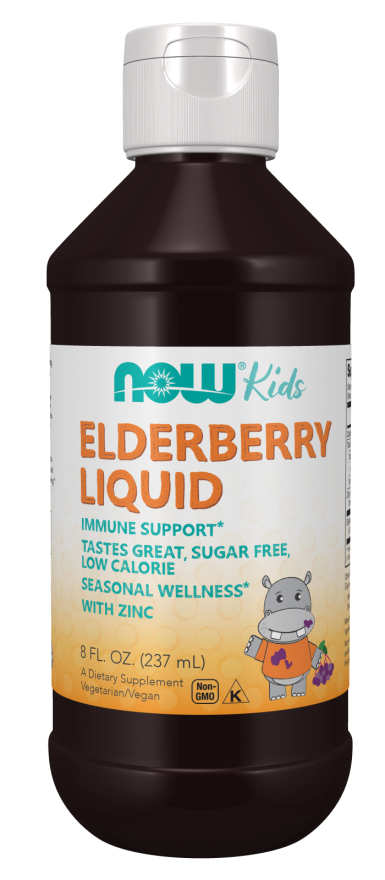 NOW FOODS Elderberry Liquid for Kids - Czarny Bez dla Dzieci w Płynie (237 ml)