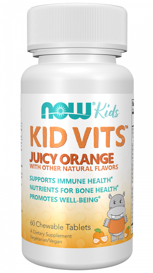 NOW FOODS Kid Vits Juicy Orange -  Witaminy i minerały dla dzieci Kid Vits Smak pomarańczowy (60 tabl)
