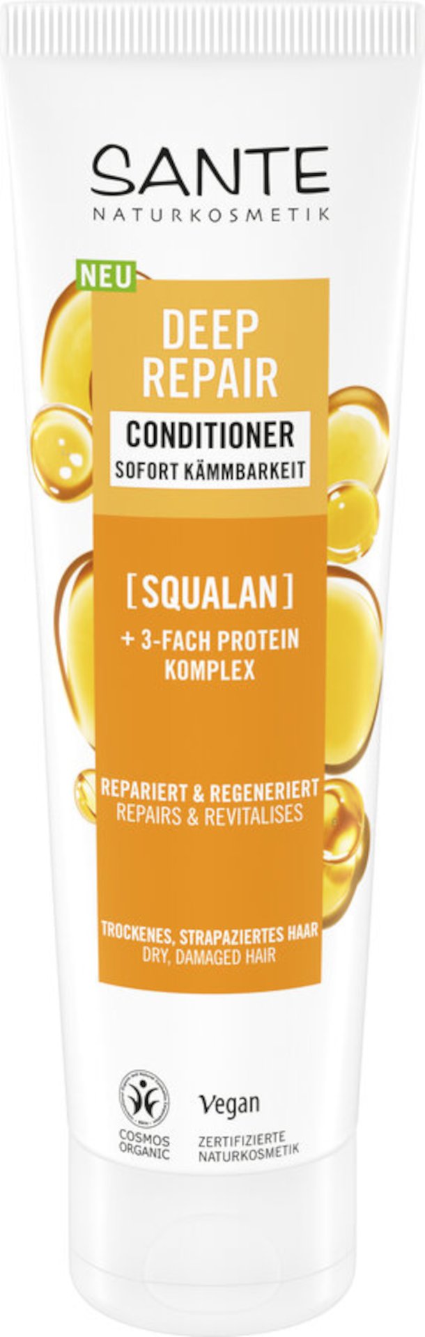 Odżywka do włosów regenerująca do włosów suchych i zniszczonych skwalan i potrójny kompleks proteinowy eco 150 ml - sante