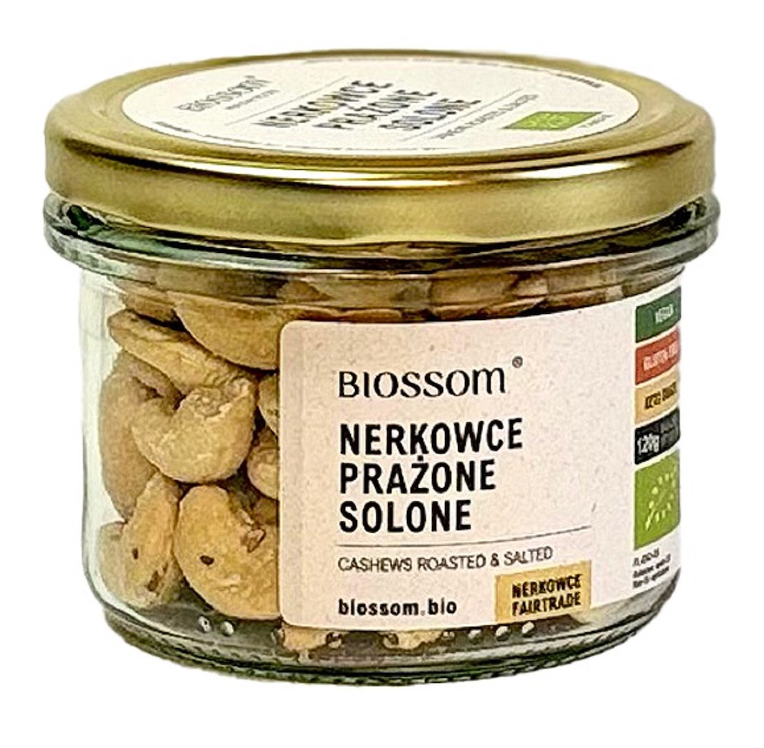 Orzechy nerkowca prażone i solone fair trade bezglutenowe bio 120 g - biossom
