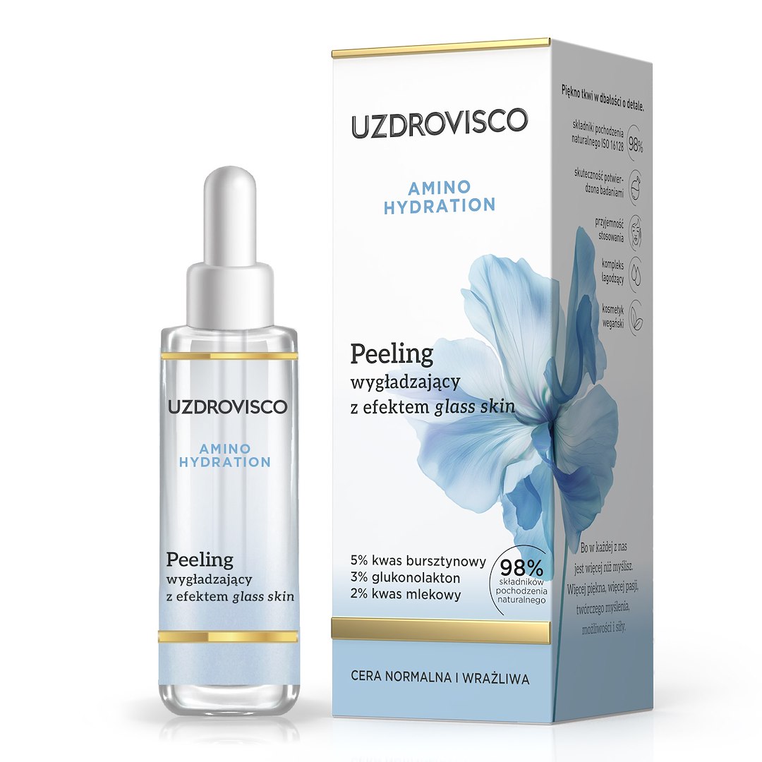 Peeling do twarzy wygładzający z efektem glass skin 30 ml - uzdrovisco (amino hydration)