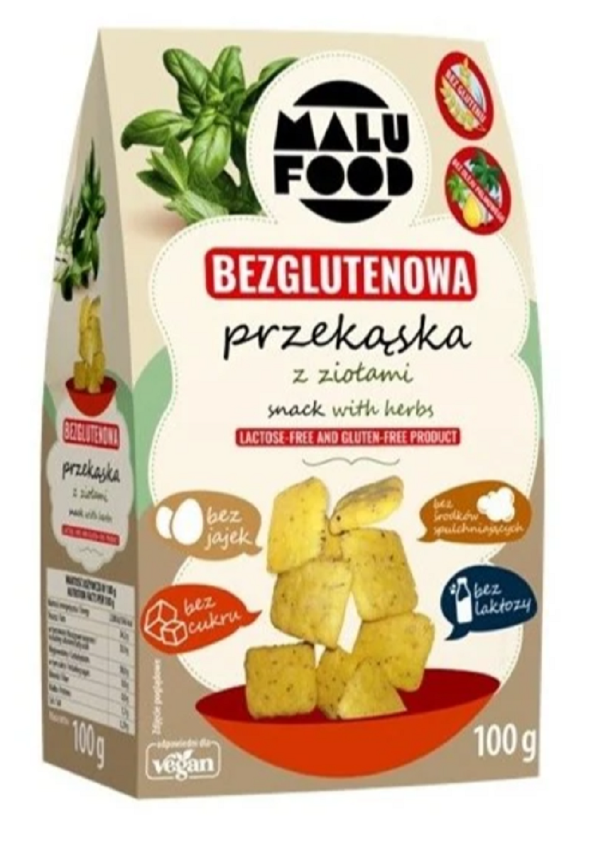 Przekąska z ziołami bez cukru bezglutenowa 100 g - malu food