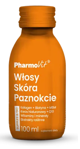 Shot kolagen na włosy, skórę, paznokcie bezglutenowy 100 ml - pharmovit