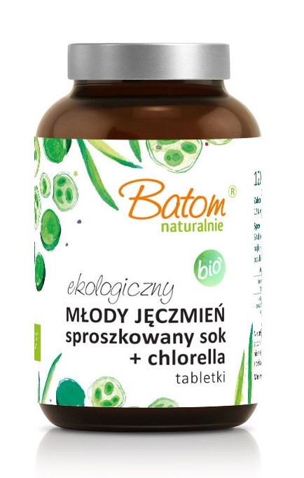 Sok z młodego jęczmienia sproszkowany + chlorella bio 240 tabletek - batom