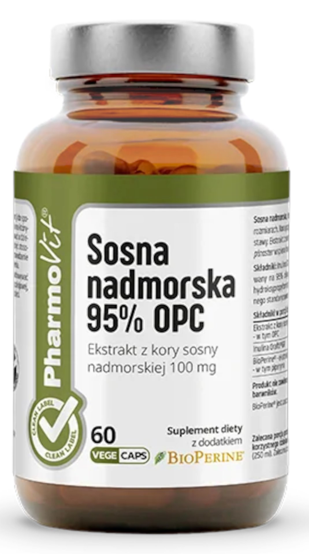 Sosna nadmorska ekstrakt 95% opc bezglutenowy 60 kapsułek - pharmovit (clean label)