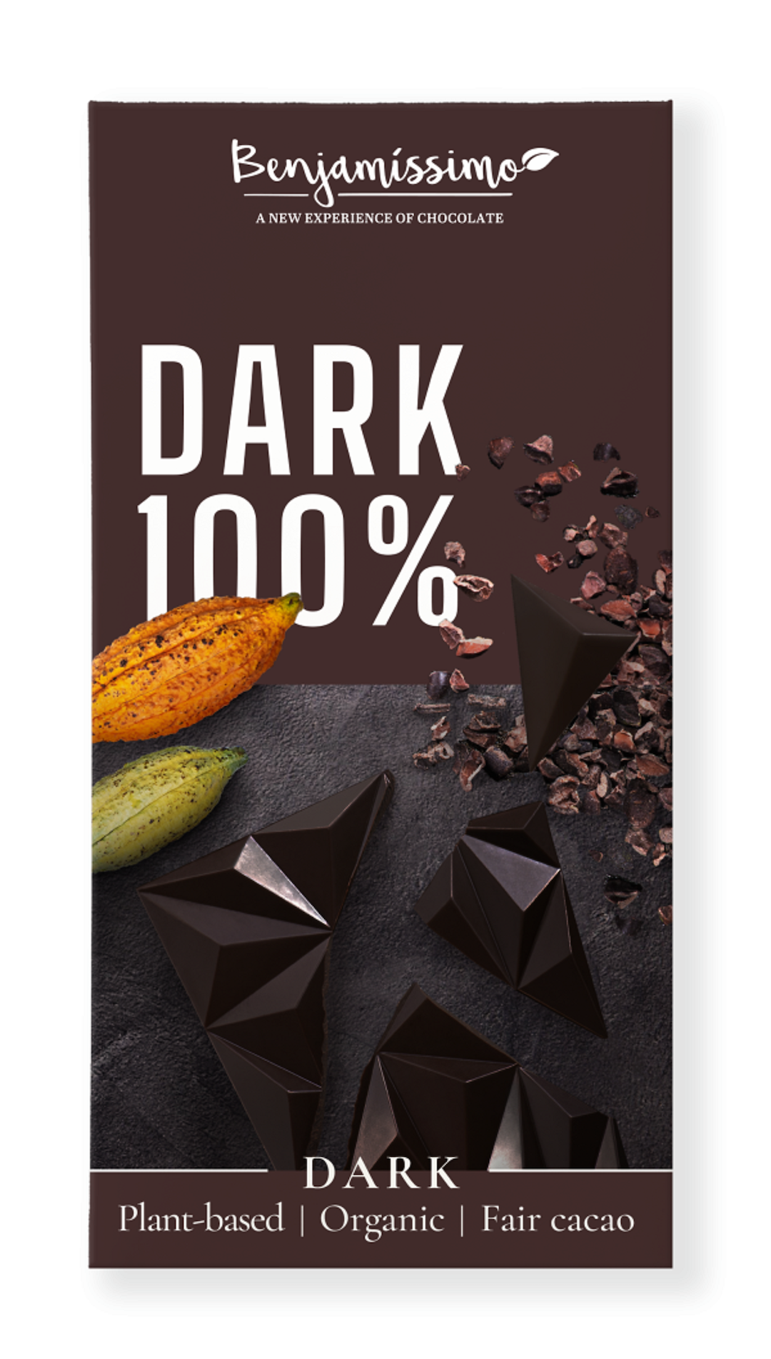 Tabliczka gorzka 100 % bez dodatku cukrów bezglutenowa bio 60 g - benjamissimo