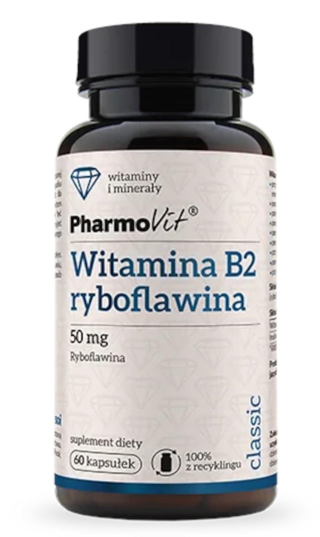 Witamina b2 (50 mg) bezglutenowa 60 kapsułek - pharmovit (classic)
