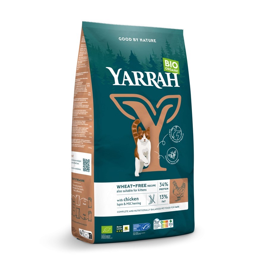 Yarrah (dla kota i kociąt) karma z kurczakiem i groszkiem bio 800 g