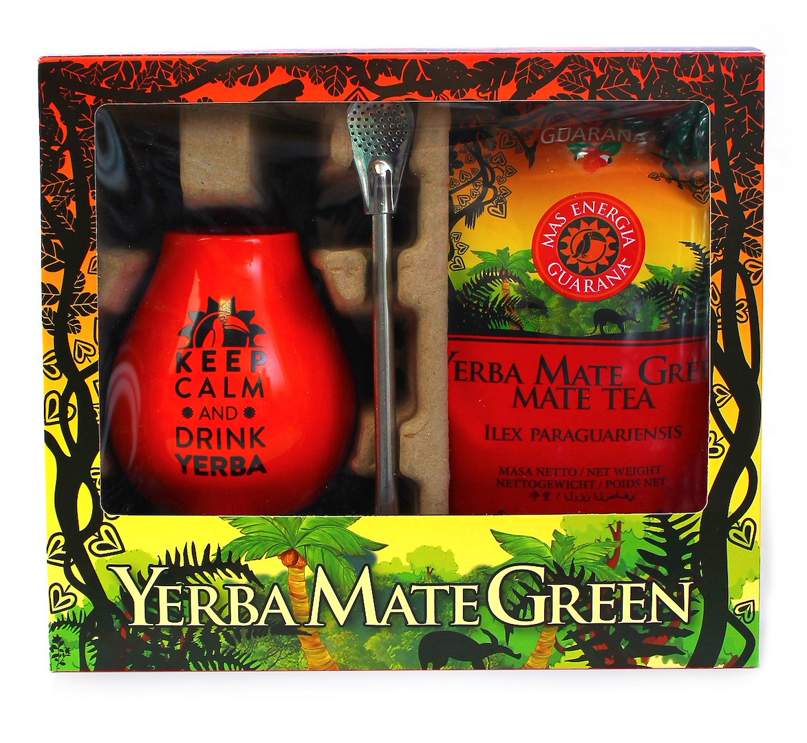 Zestaw exclusive (yerba mate mas energia guarana 400 g, matero, bombilla) - mate green