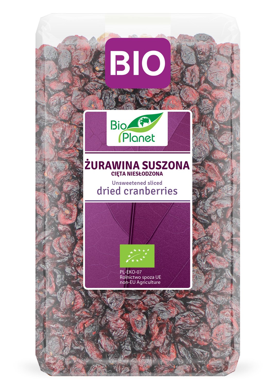 Żurawina suszona cięta niesłodzona bio 1 kg - bio planet