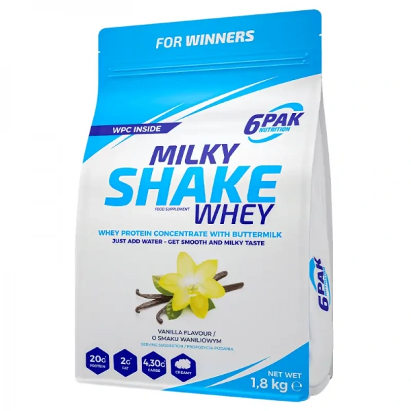 6PAK Nutrition Milky Shake Whey (Koncentrat białka serwatkowego) 1800g Wanilia