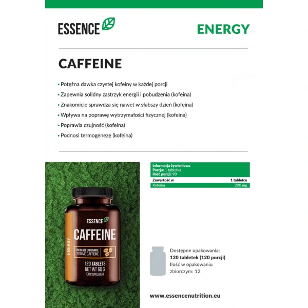 ESSENCE Nutrition Caffeine (Kofeina) 200mg 120 Tabletek