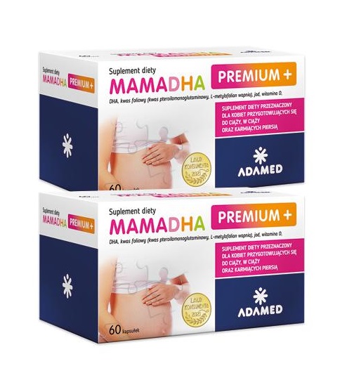 MamaDHA Premium + (Dla mam i kobiet w ciąży) 2 x 60 Kapsułek
