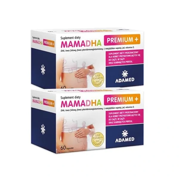 MamaDHA Premium + (Dla mam i kobiet w ciąży) 2 x 60 Kapsułek