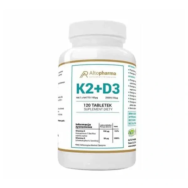 ALTO PHARMA K2 + D3 (K2 MK7 z NATTO D3 2000IU) 120 Tabletek