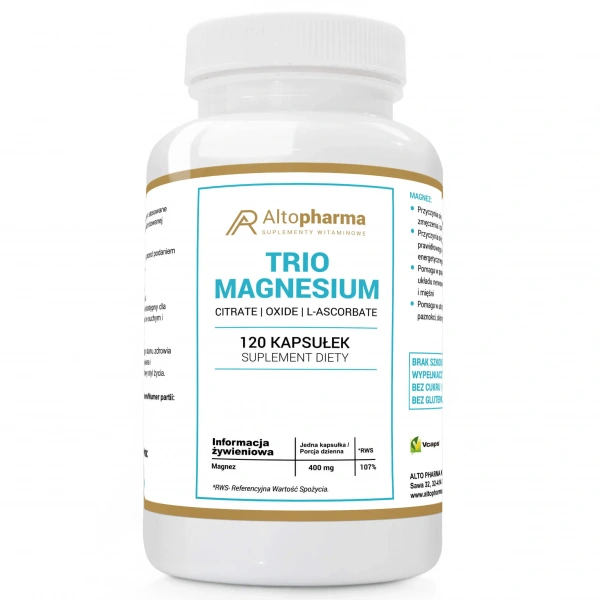 ALTO PHARMA Magnesium Trio Magnesium 400mg 120 Vegetarian capsules