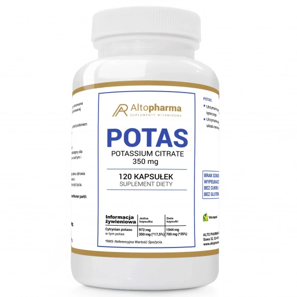 ALTO PHARMA Potassium Potassium citrate 350mg 120 Vegetarian capsules