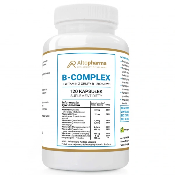 ALTO PHARMA Vitamin B Complex 200% 120 Vegan Capsules