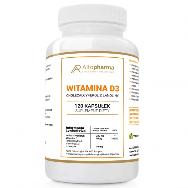 ALTO PHARMA VITAMIN D3 2000IU + Prebiotic 120 vegan capsules