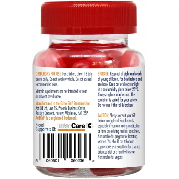 ActiKid Magic Beans Multi-Vitamin (Multiwitamina dla dzieci) 45 Żelków Malina