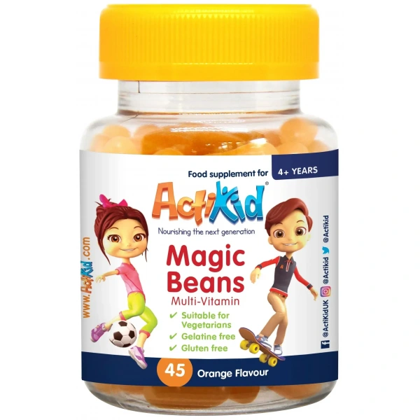 ActiKid Magic Beans Multi-Vitamin (Multiwitamina dla dzieci) 45 Żelków Pomarańcza