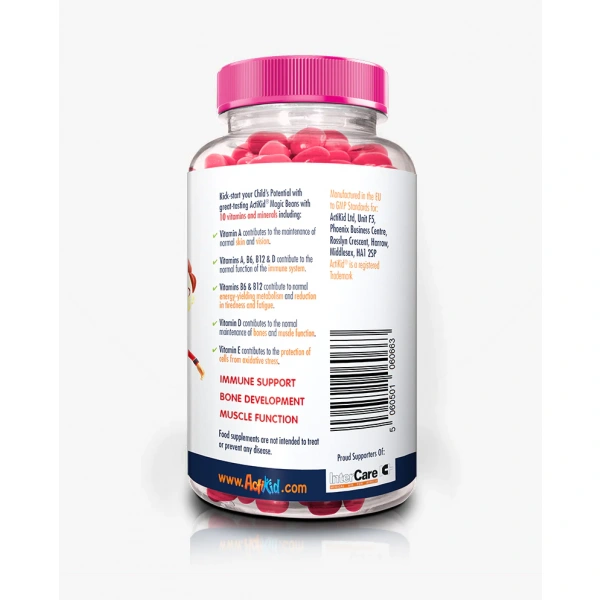 ActiKid Magic Beans Multi-Vitamin Vegan (Wegańska multiwitamina dla dzieci) 60 Żelków Czerwone jagody