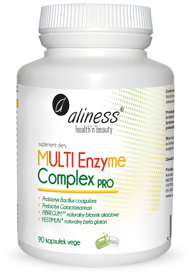 ALINESS Multi Enzyme Complex PRO (Enzymy Trawienne z Probiotykiem i Prebiotykiem) 90 kapsułek wegetariańskich