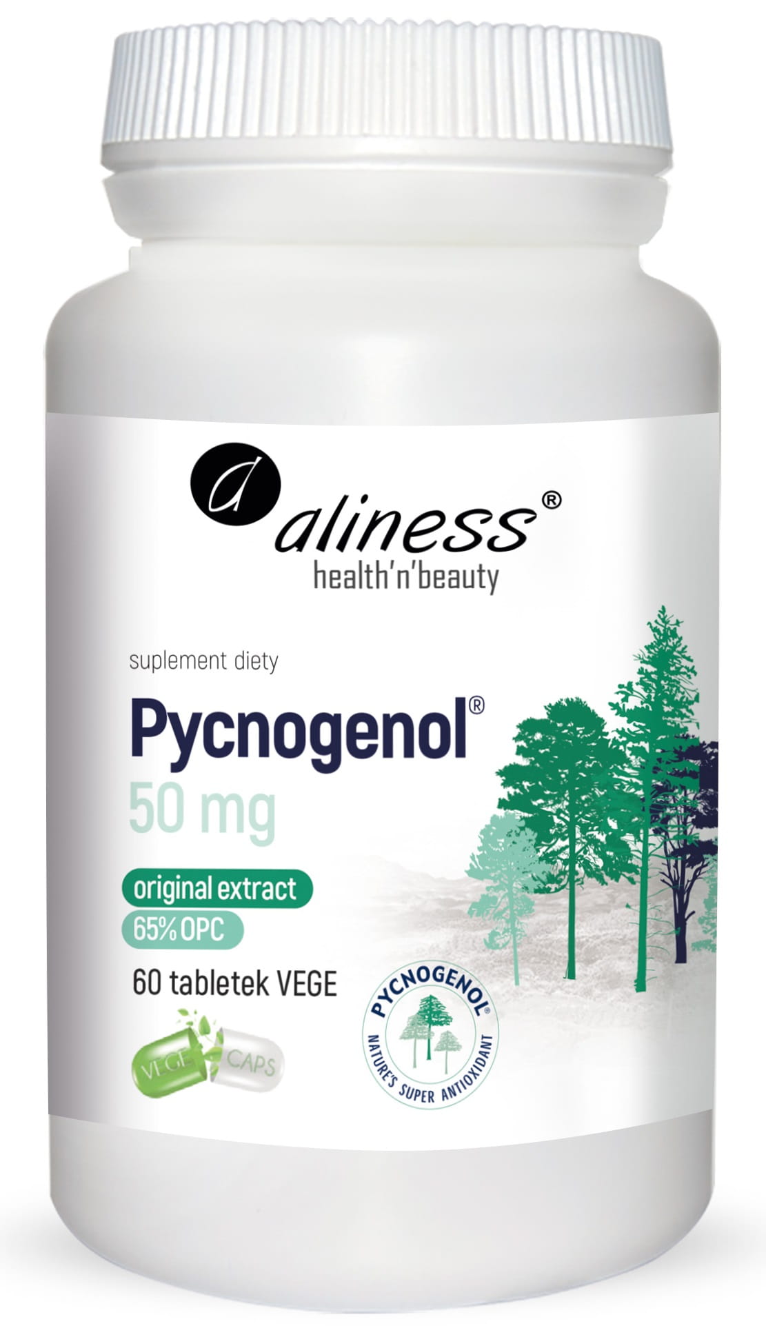 ALINESS Pycnogenol Extract 65% 50mg 60 Tabletek wegetariańskich