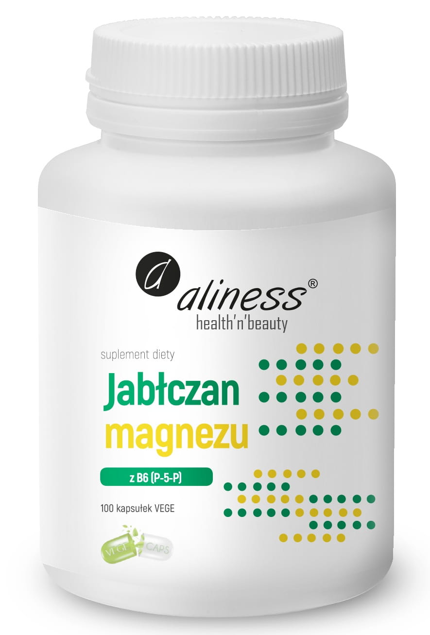 ALINESS Magnesium Malate z P-5-P (Jabłczan Magnezu + Witamina B6) 100 mg 100 kapsułek wegetariańskich