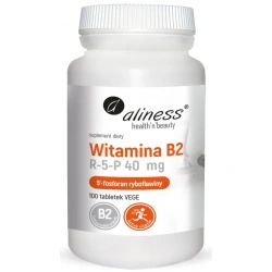 ALINESS Witamina B2 R-5-P (Ryboflawina, Układ nerwowy) 40mg 100 Tabletek wegańskich