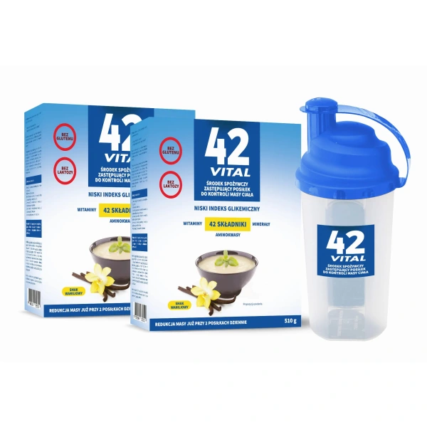 42 Vital Meal Replacement for Weight Control (Low Calorie Plant-Based Diet) 2 x 510g + Shaker 700ml