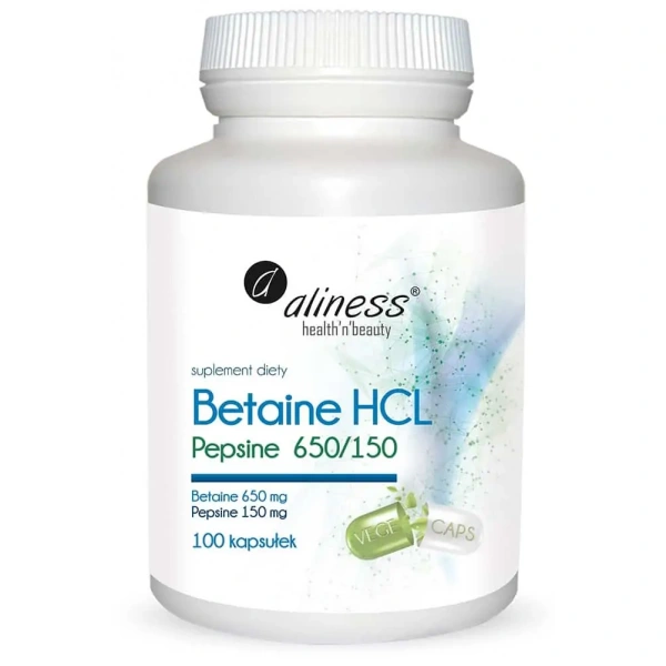 ALINESS Betaine HCL Pepsin 650 / 150mg 100 capsules