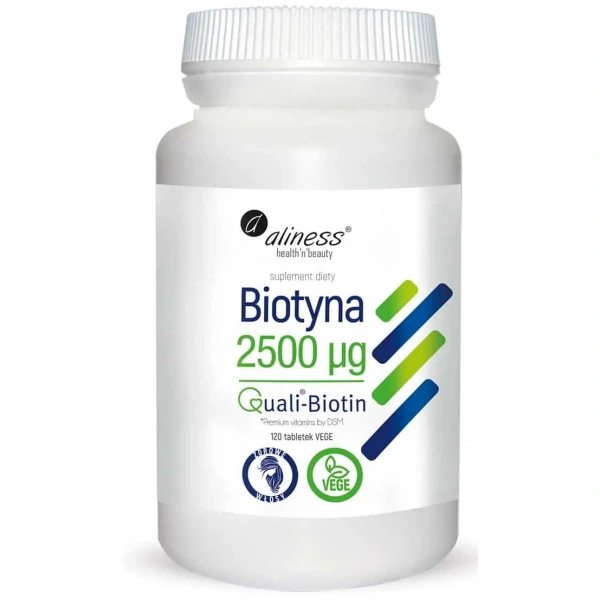 ALINESS Biotin 2500mcg QualiBiotin (Healthy Hair, Female Beauty) 120 Vegetarian Tablets