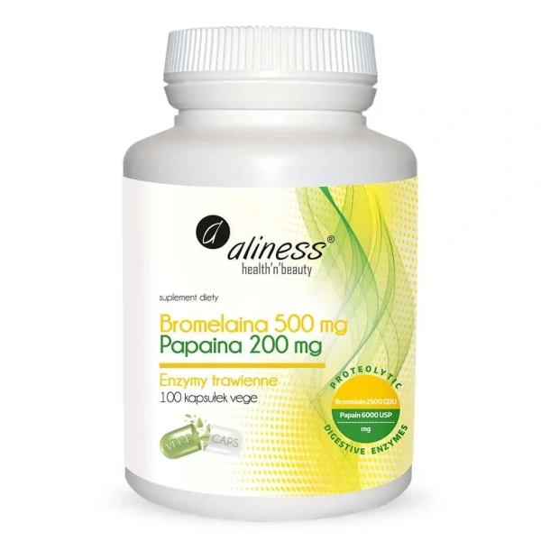 ALINESS Bromelain 500mg, Papain 200mg (Plant Enzymes) 100 Vegetarian Capsules