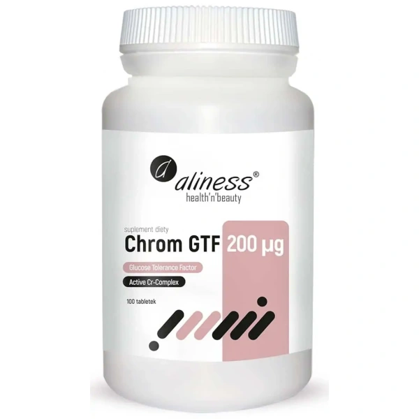 ALINESS Chrom GTF Active Cr-Complex 200mcg (Chrom z drożdży) 100 Tabletek wegetariańskich