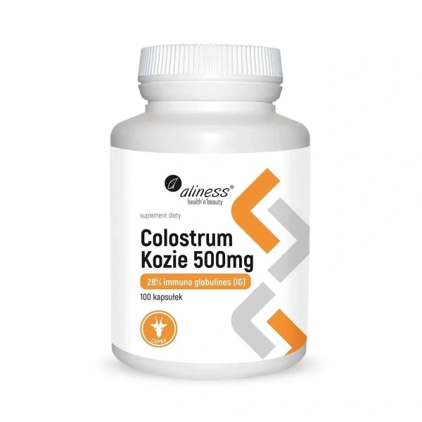 ALINESS Colostrum Kozie (Wsparcie mikroflory jelitowej)  28% IG 500mg 100 Kapsułek