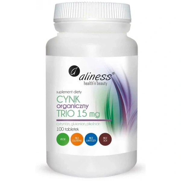 ALINESS Cynk Organiczny Trio 15mg (Odporność) 100 Tabletek