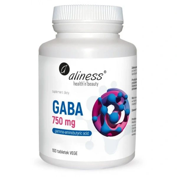 ALINESS GABA 750mg (Gamma-aminobutyric acid) 100 Vegetarian Tablets