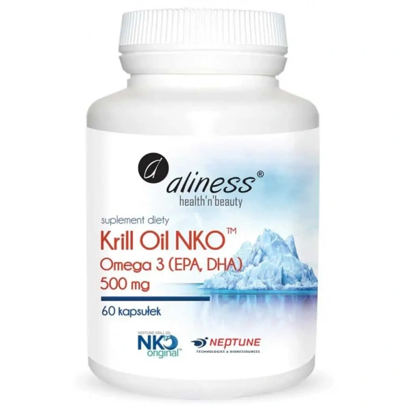 ALINESS Krill Oil NKO Omega 3 EPA DHA (Olej z Kryla) 500mg - 60 kapsułek żelowych