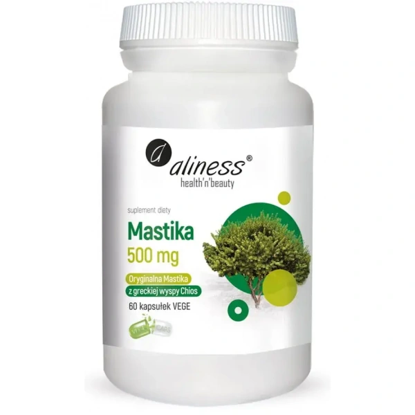 ALINESS Mastiha, Powdered Mastiha Tree Resin 500mg (Stomach Health) 60 Vegan Capsules