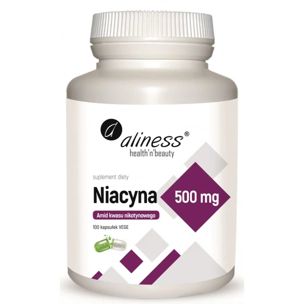 ALINESS Niacin, Nicotinic Acid Amide 500 mg - 100 vegetarian capsules