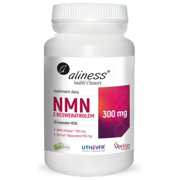 ALINESS NMN with Resveratrol 300mg/100mg (NAD+ Precursor, DNA Repair) 30 Vegan Capsules