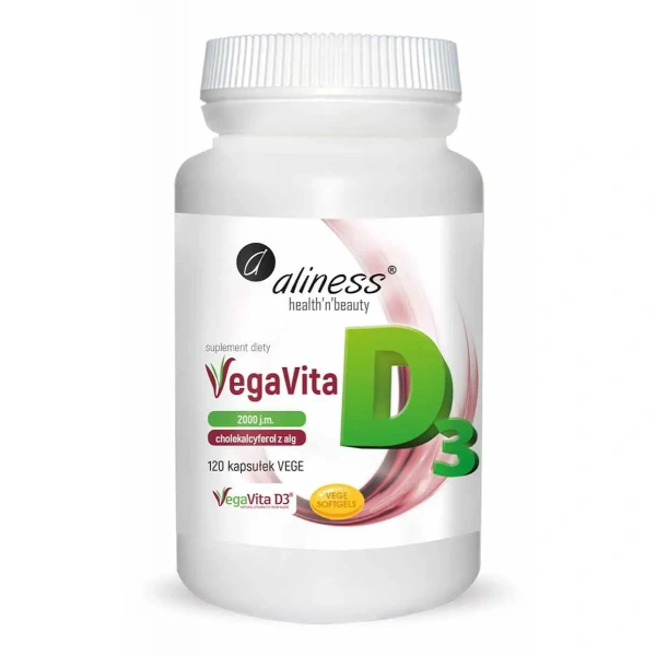ALINESS Natural Vitamin D3 from Algae (VegaVita D3) VEGAN 2000 IU x 120 Capsules