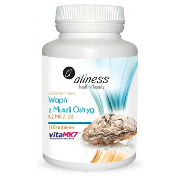 ALINESS Calcium from Oyster Shells with K2 MK7 and D3 - 100 tablets