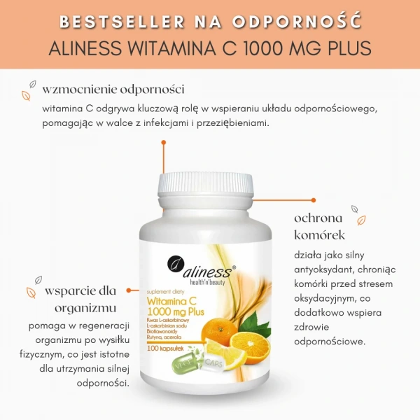 ALINESS Witamina C 1000 mg Plus - 100 kapsułek wegetariańskich