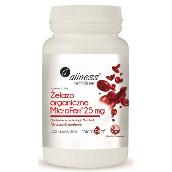 ALINESS Organic Iron MicroFerr 25 mg - 100 vegetarian tablets