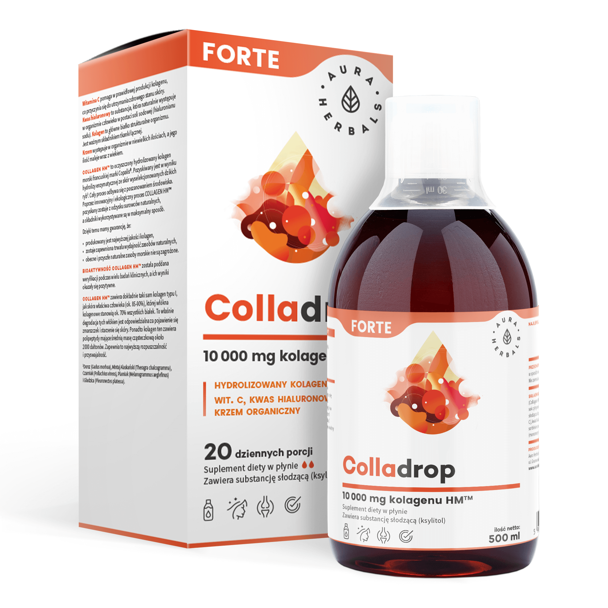 AURA HERBALS Colladrop Forte 10000mg (Kolagen morski) 500ml