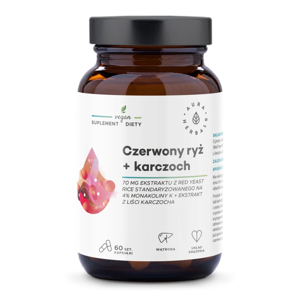 AURA HERBALS Czerwony ryż + Karczoch (Cholesterol, Trawienie) 60 Kapsułek