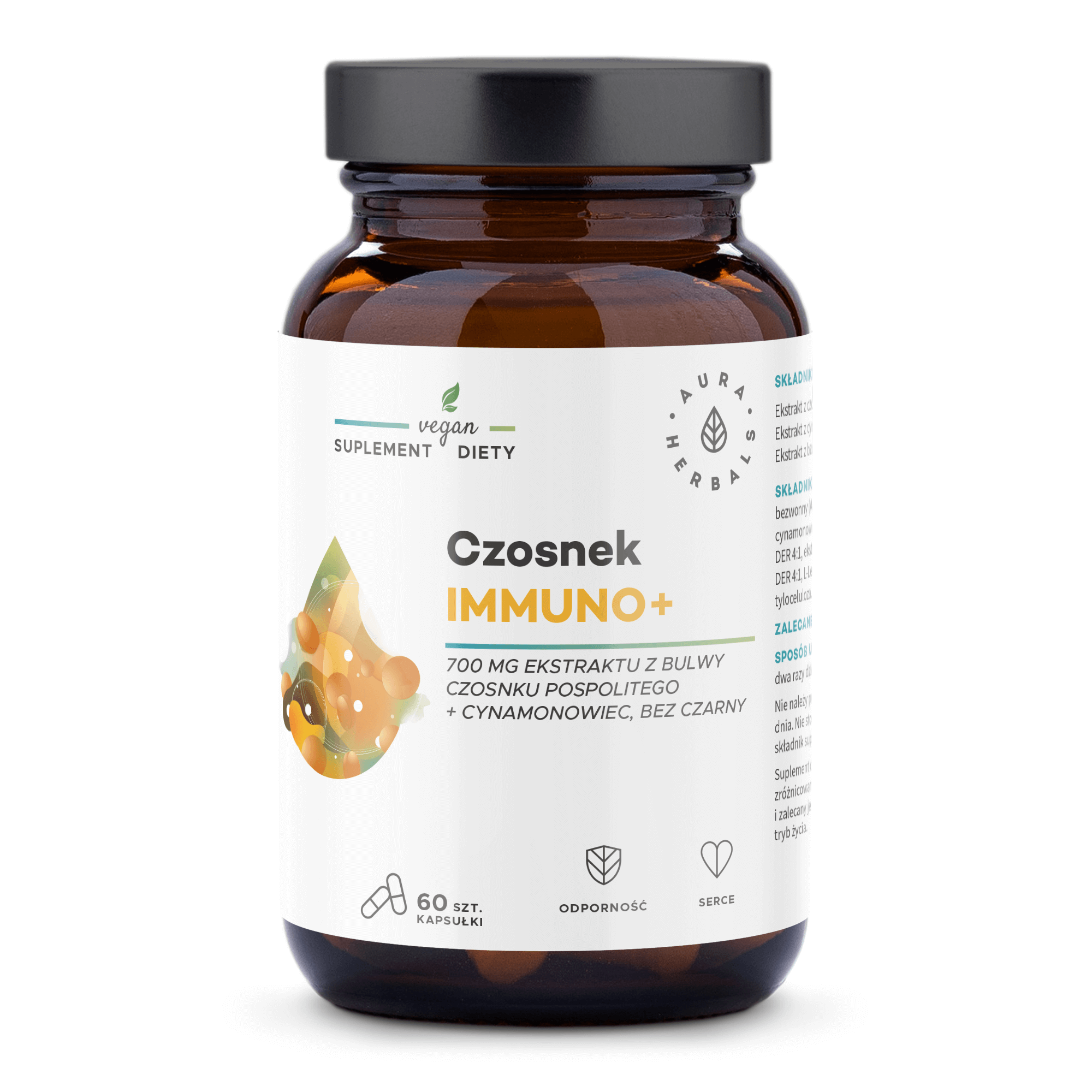 AURA HERBALS Czosnek Immuno+ (Odporność organizmu) 60 Kapsułek
