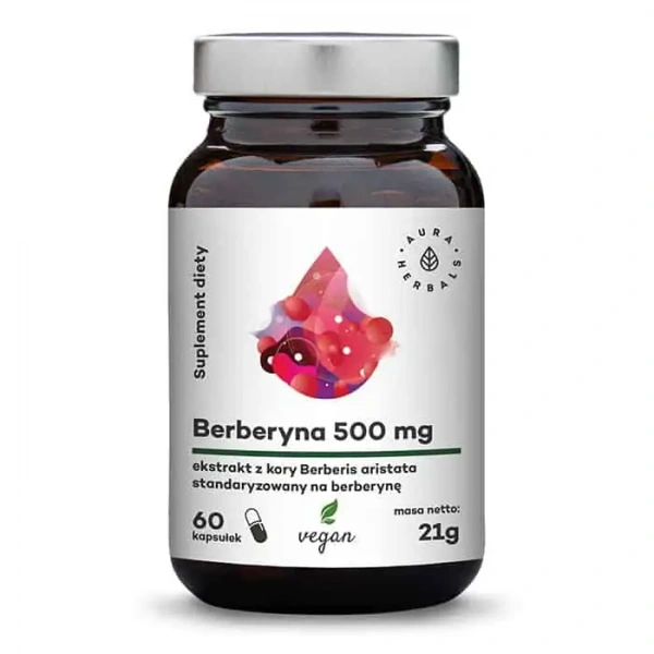 AURA HERBALS Berberyna 500mg (Kontrola glukozy we krwi) 60 Kapsułek